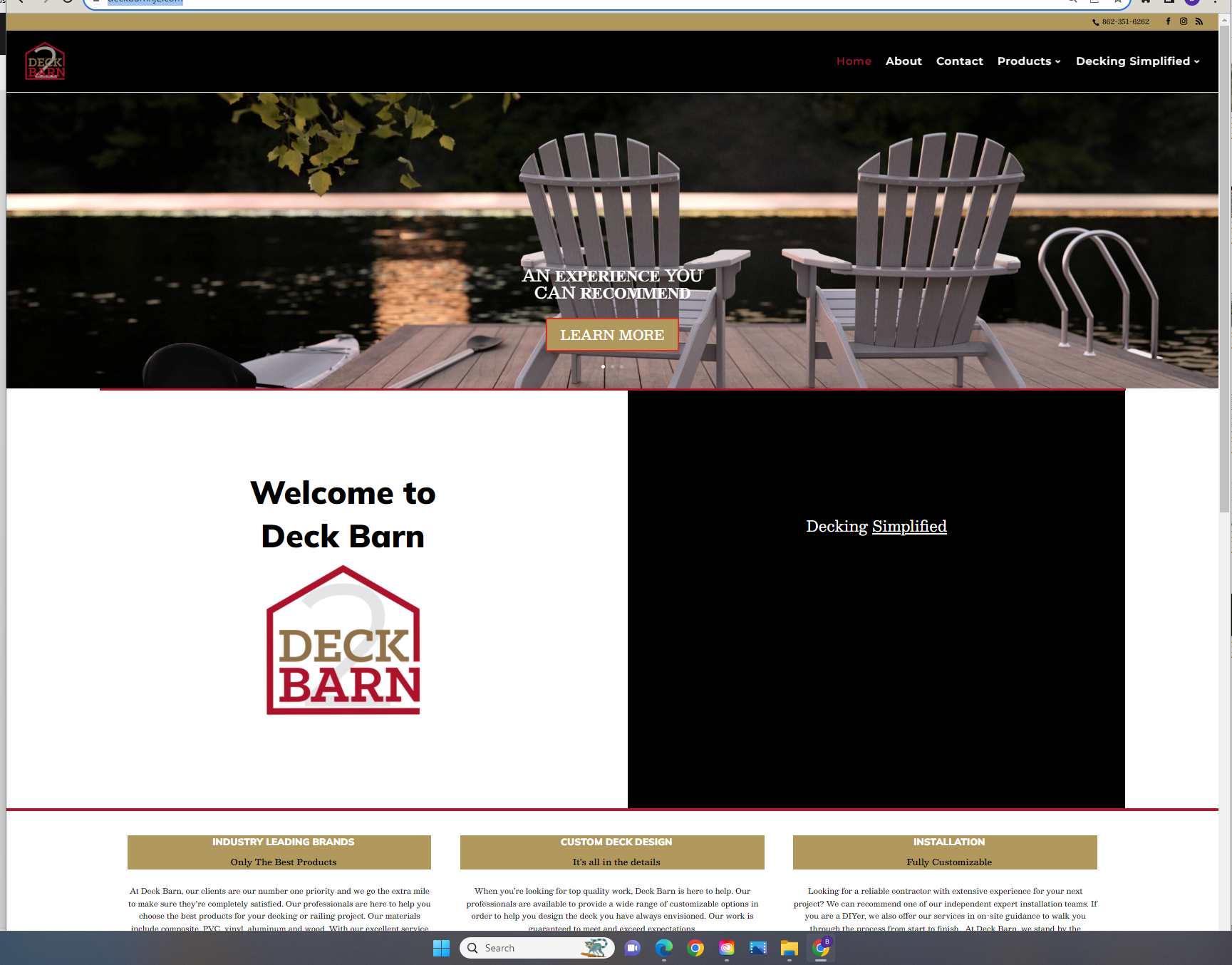 Deckbarn SEO homepage by Web Logic SEO