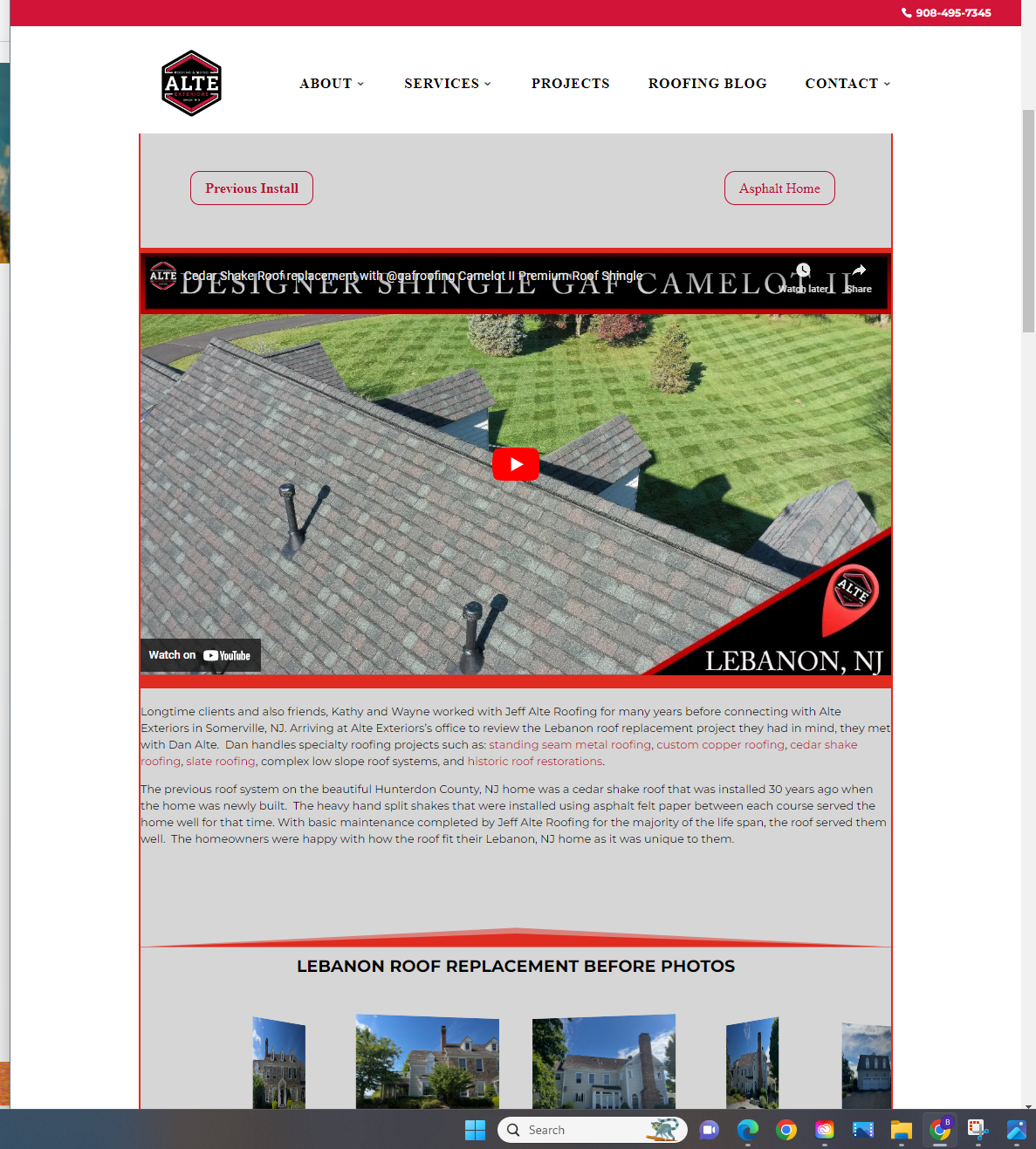Roofing Contractor SEO website Alte Exteriors
