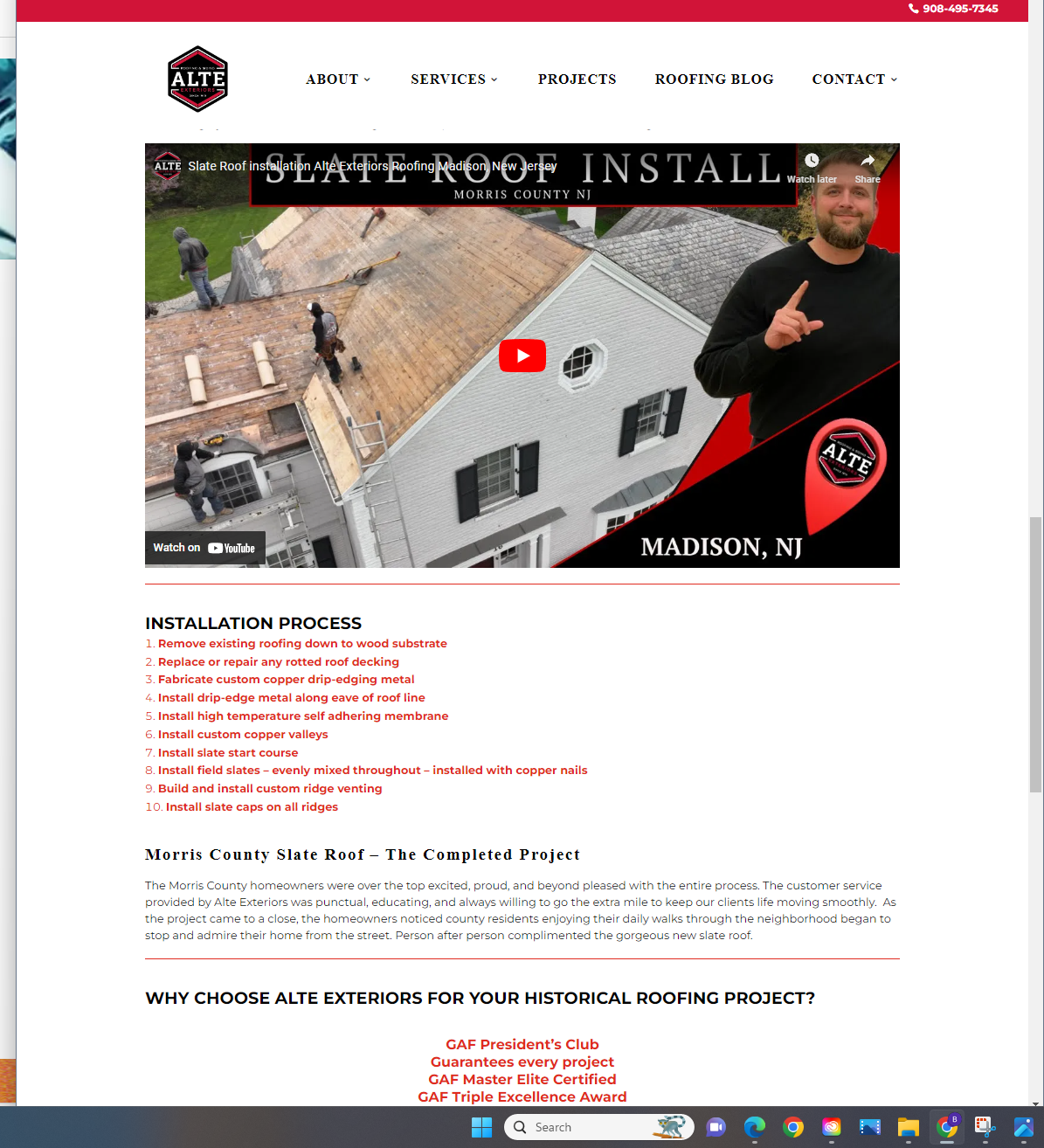 Readington NJ Roof Installation SEO project page