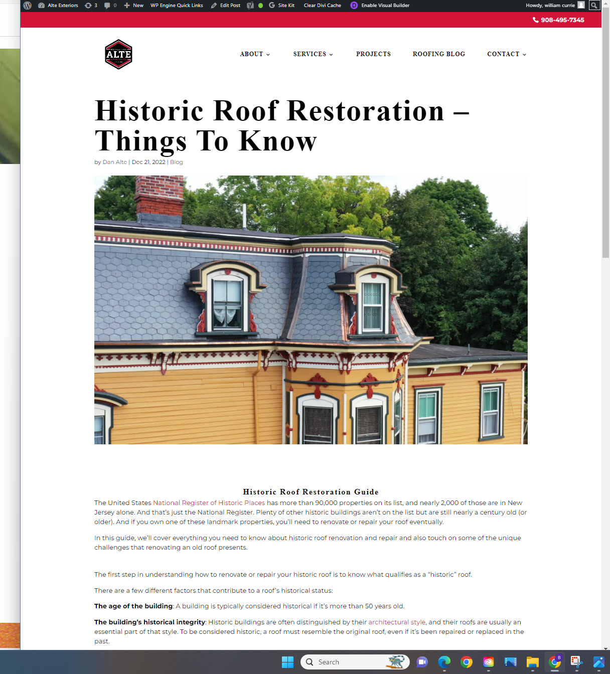 Alte Exteriors Historic SEO Project page